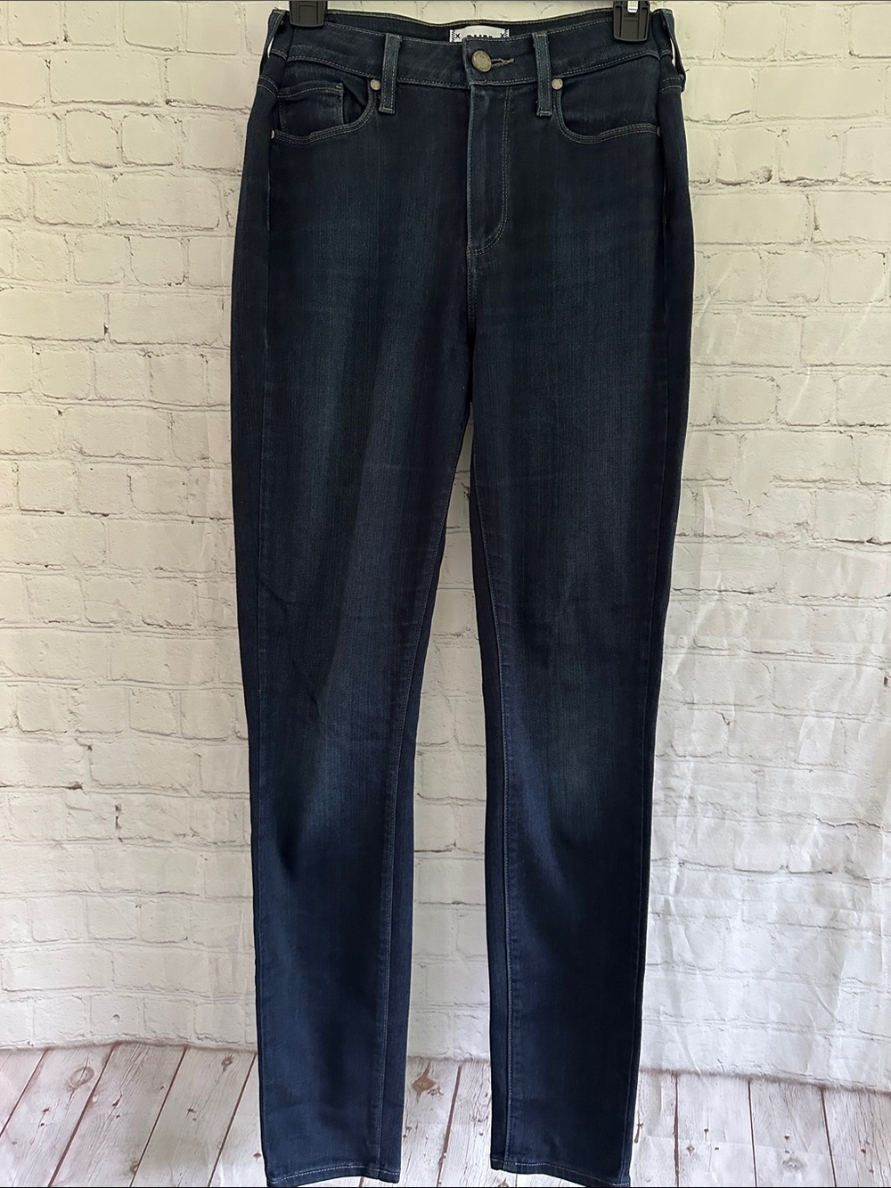 Paige Hoxton Ultra Skinny Dark Blue Long Stretch Denim Jeans size 29 altered